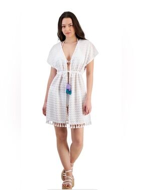 White Crochet Tassel Swim Cover-Up